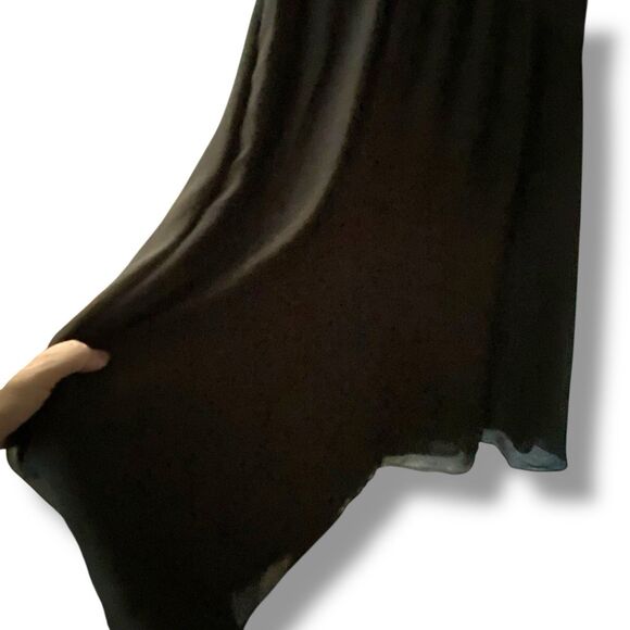 MASSIMO DUTTI Contrast Knit Dress Olive Green Size Large Mock Neck Flowy Bottom - Picture 7 of 16